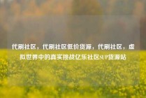 代刷社区,代刷社区低价货源,代刷社区,虚拟世界中的真实挑战亿乐社区SUP货源站
