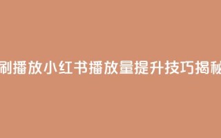 小红书刷播放 - 小红书播放量提升技巧揭秘!