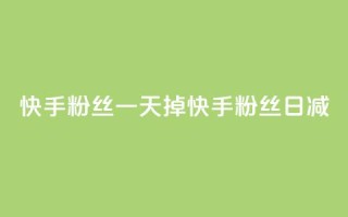 快手粉丝一天掉500(快手粉丝日减500)