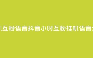 抖音24小时挂机互粉语音 - 抖音24小时互粉挂机语音全攻略!