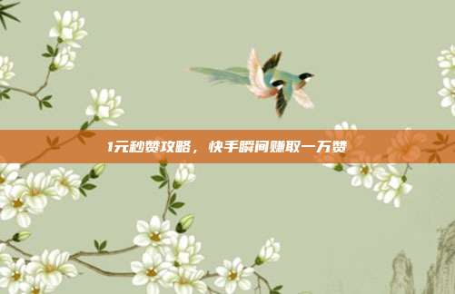 1元秒赞攻略	，快手瞬间赚取一万赞  第1张