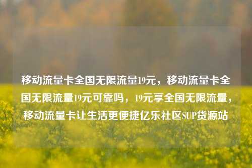 移动流量卡全国无限流量19元，移动流量卡全国无限流量19元可靠吗	，19元享全国无限流量，移动流量卡让生活更便捷亿乐社区SUP货源站  第1张