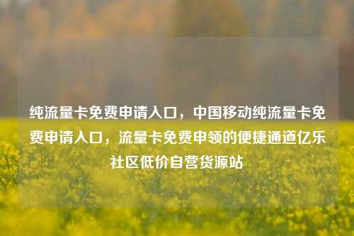 纯流量卡免费申请入口	，中国移动纯流量卡免费申请入口，流量卡免费申领的便捷通道亿乐社区低价自营货源站  第1张