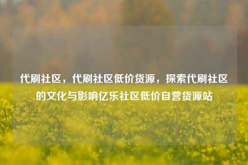 代刷社区	，代刷社区低价货源，探索代刷社区的文化与影响亿乐社区低价自营货源站  第1张