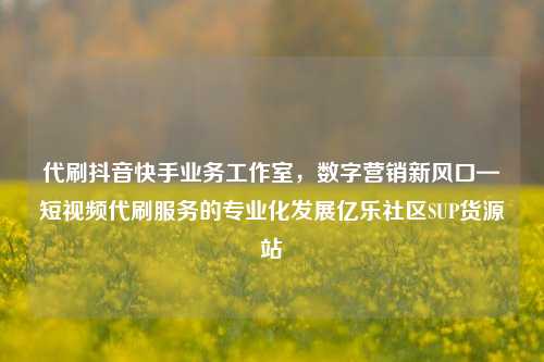 代刷抖音快手业务工作室，数字营销新风口—短视频代刷服务的专业化发展亿乐社区SUP货源站  第1张