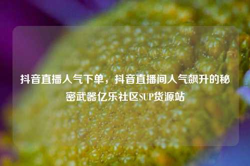 抖音直播人气下单，抖音直播间人气飙升的秘密武器亿乐社区SUP货源站  第1张
