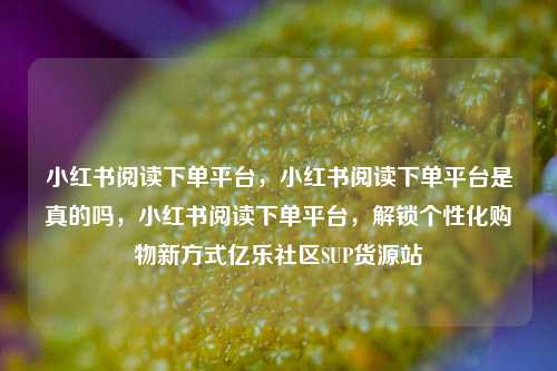 小红书阅读下单平台，小红书阅读下单平台是真的吗，小红书阅读下单平台	，解锁个性化购物新方式亿乐社区SUP货源站  第1张